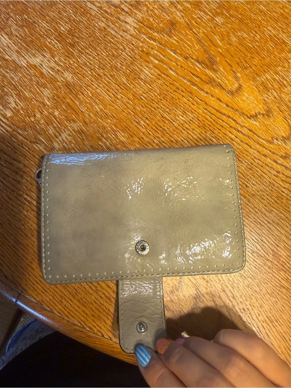 Coach Gray Leather Zip Card Holder with Perforated Logo